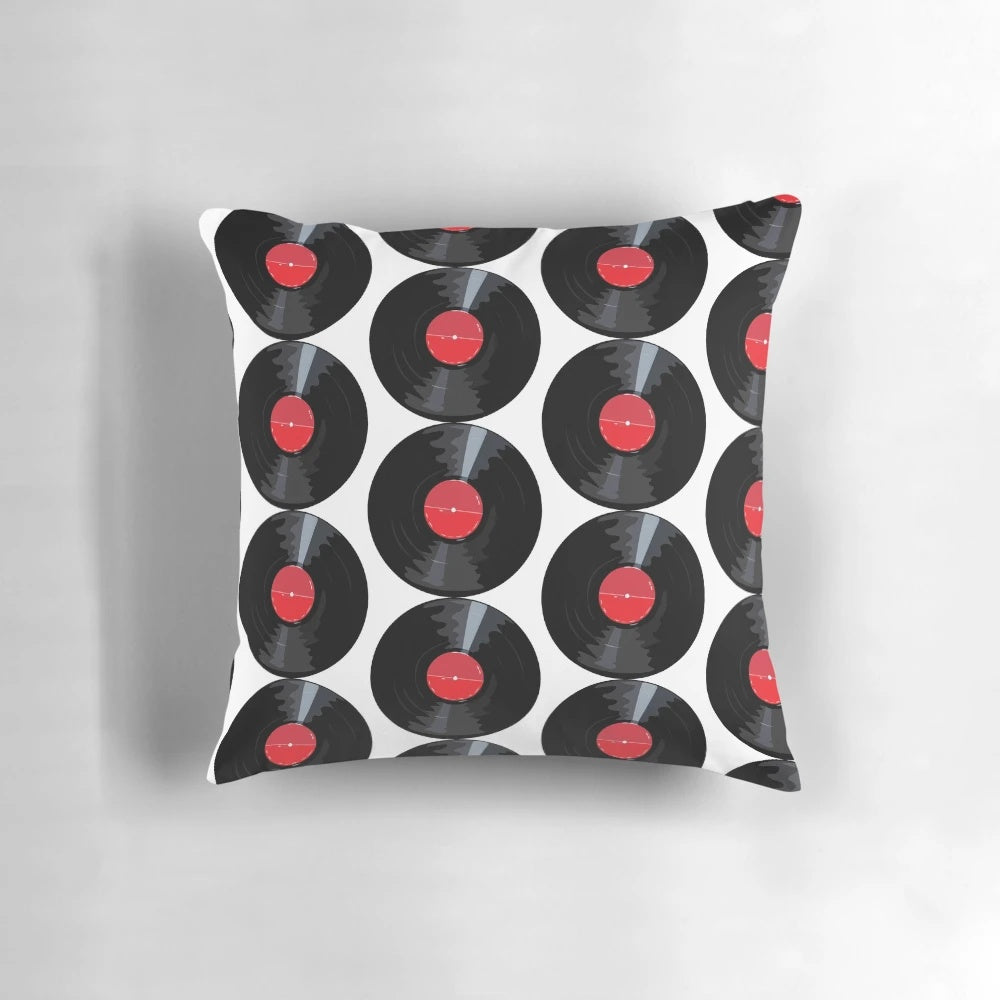 Soft, plush record-shaped pillow for music enthusiasts and vinyl collectors