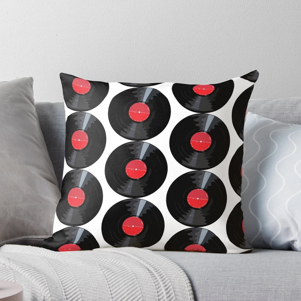 Soft, plush record-shaped pillow for music enthusiasts and vinyl collectors