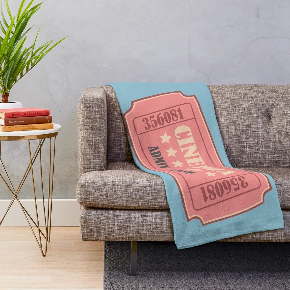 Retro cinema ticket stub plush blanket
