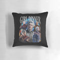 Vintage retro-style pillow design featuring Astarion, a character from the Baldur's Gate 3 video game.
