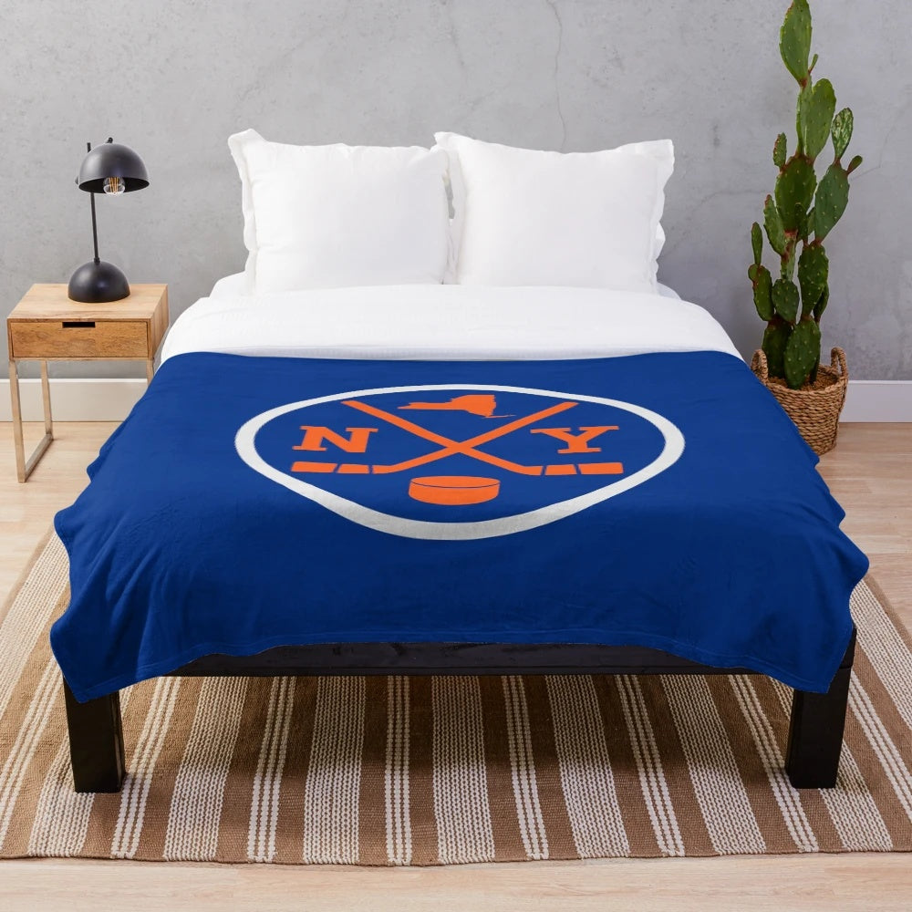 Vintage Retro New York Hockey Plush Blanket