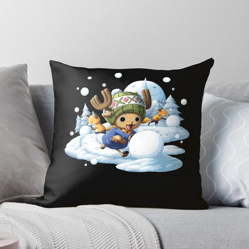 Vintage retro one piece Tony Tony Chopper and cute little foxes premium pillow