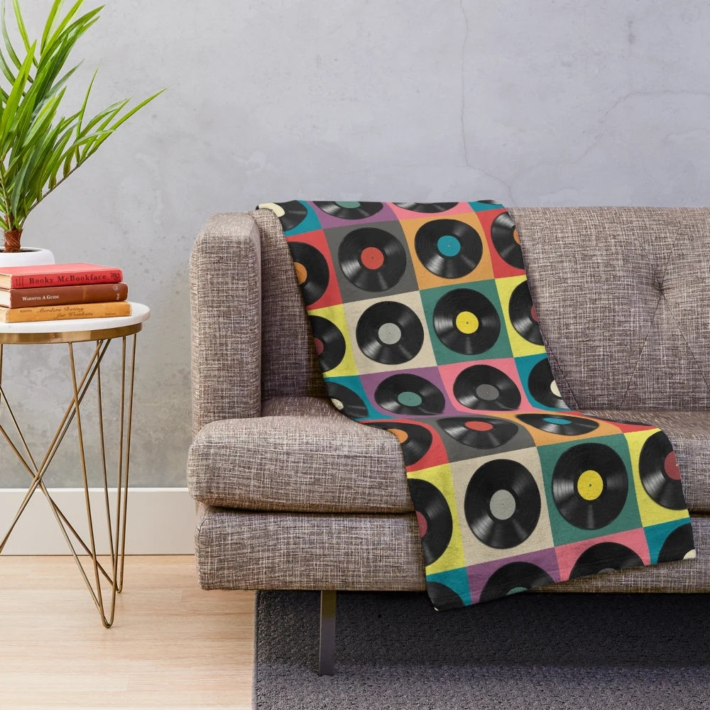 Vintage Retro Vinyl Record Plush Blanket