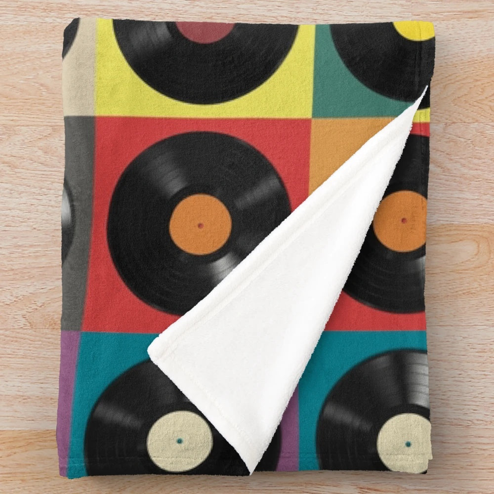 Vintage Retro Vinyl Record Plush Blanket