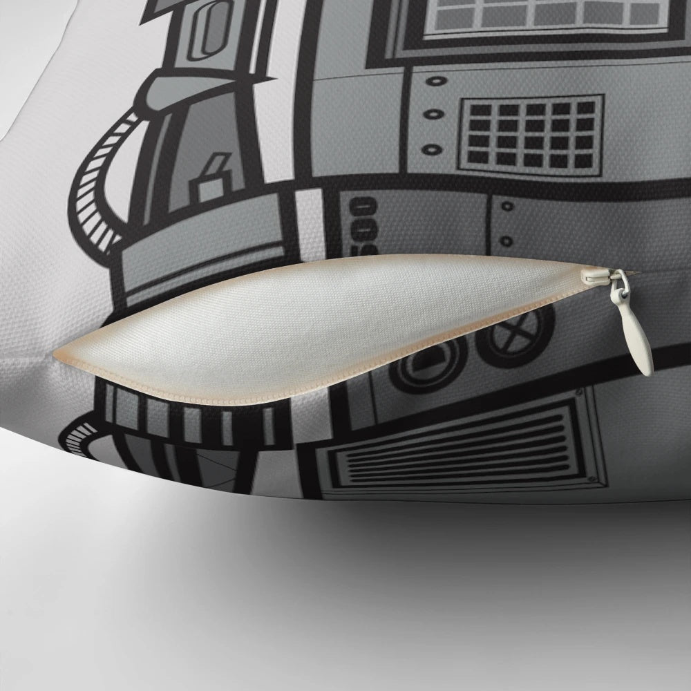 Vintage robot pillow with a classic, retro robot design