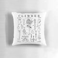 Vintage patent illustration of a rock climber on a pillow