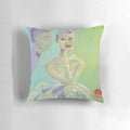 Vintage romantic couple pastel artwork printed on a soft, plush pillow