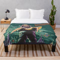 Vintage sci-fi inspired plush blanket featuring retro Forbidden Planet movie design