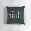 Vintage-style chemistry-themed pillow featuring Muppet characters