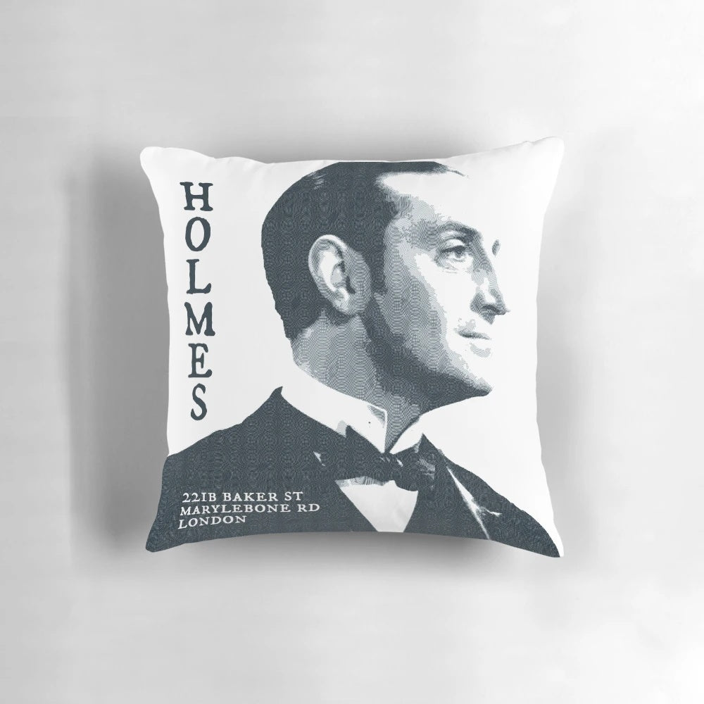 Vintage Sherlock Holmes Basil Rathbone Pillow with Engraved Portrait