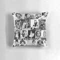 Vintage collage pillow featuring black and white photographs of iconic 1930s child star Shirley Temple