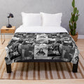 Vintage-inspired Shirley Temple plush blanket with winter and holiday motifs