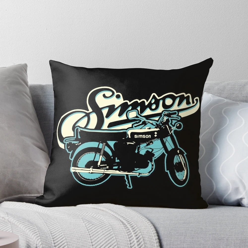 A plush pillow featuring the iconic Simson S51 moped, perfect for fans of classic East German vehicles.