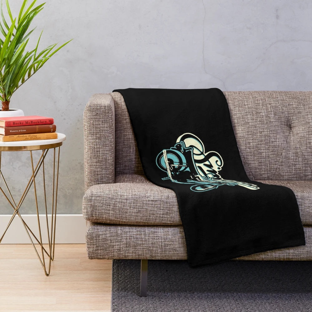 Soft and cozy plush blanket featuring the iconic Simson S51 moped design