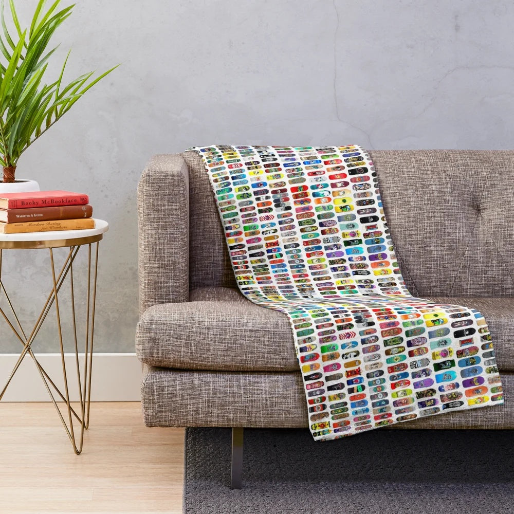 Vintage skateboard print soft plush blanket