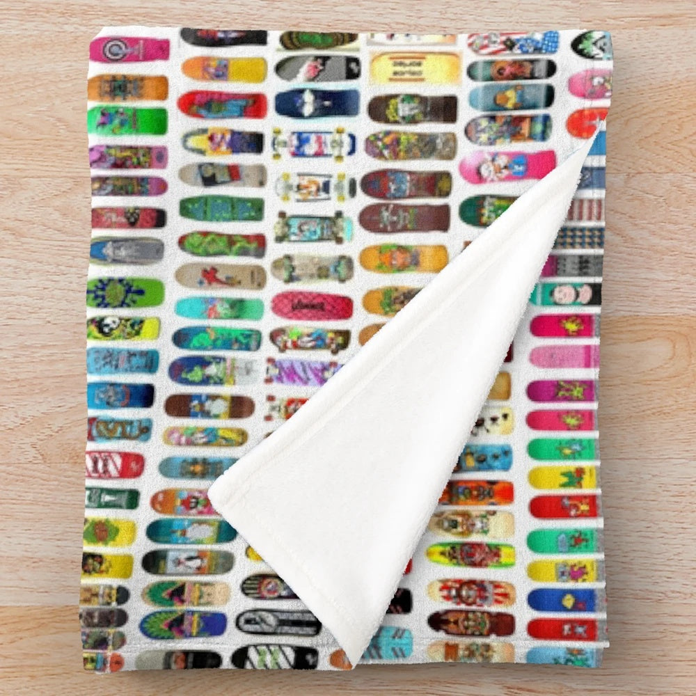 Vintage skateboard print soft plush blanket