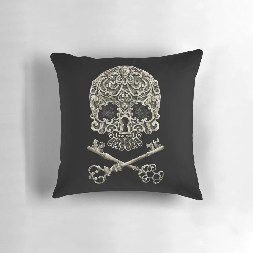 Vintage skull secrets pillow with unique alanmaia skull design