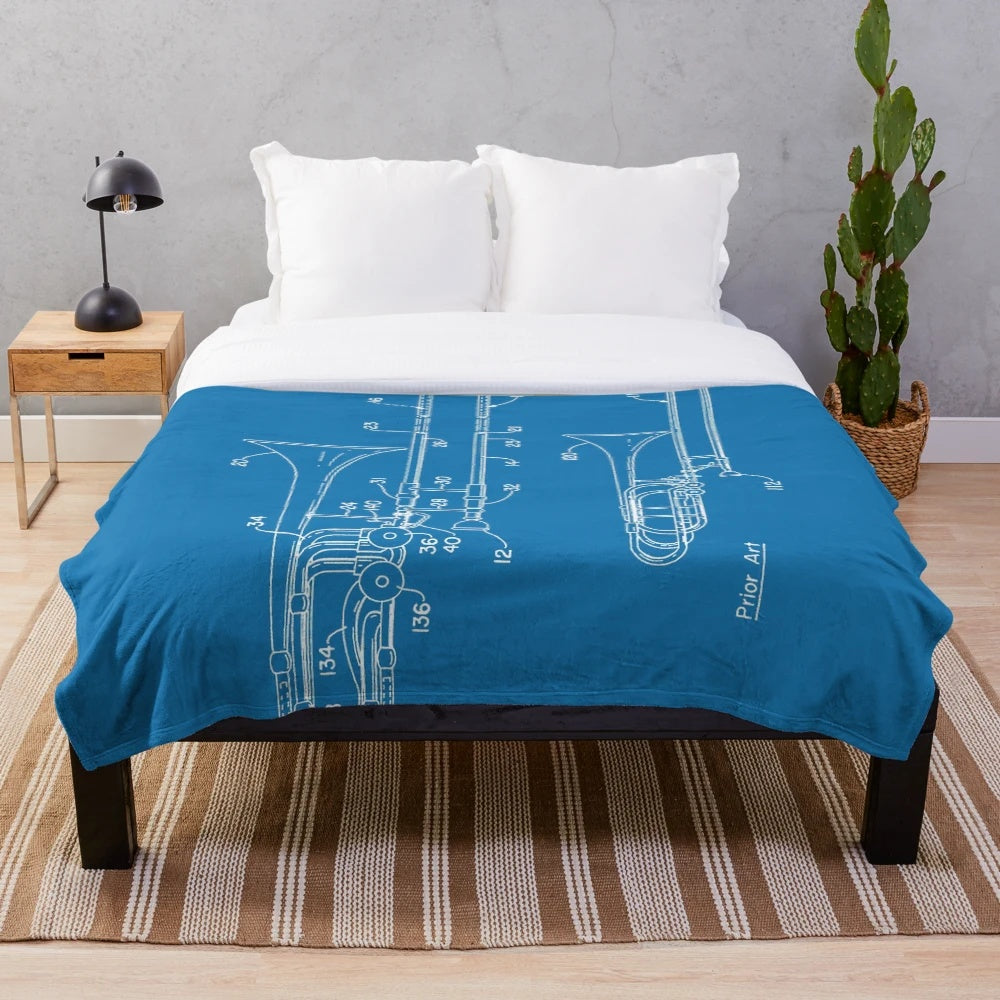 Slide trombone patent inspired plush blanket