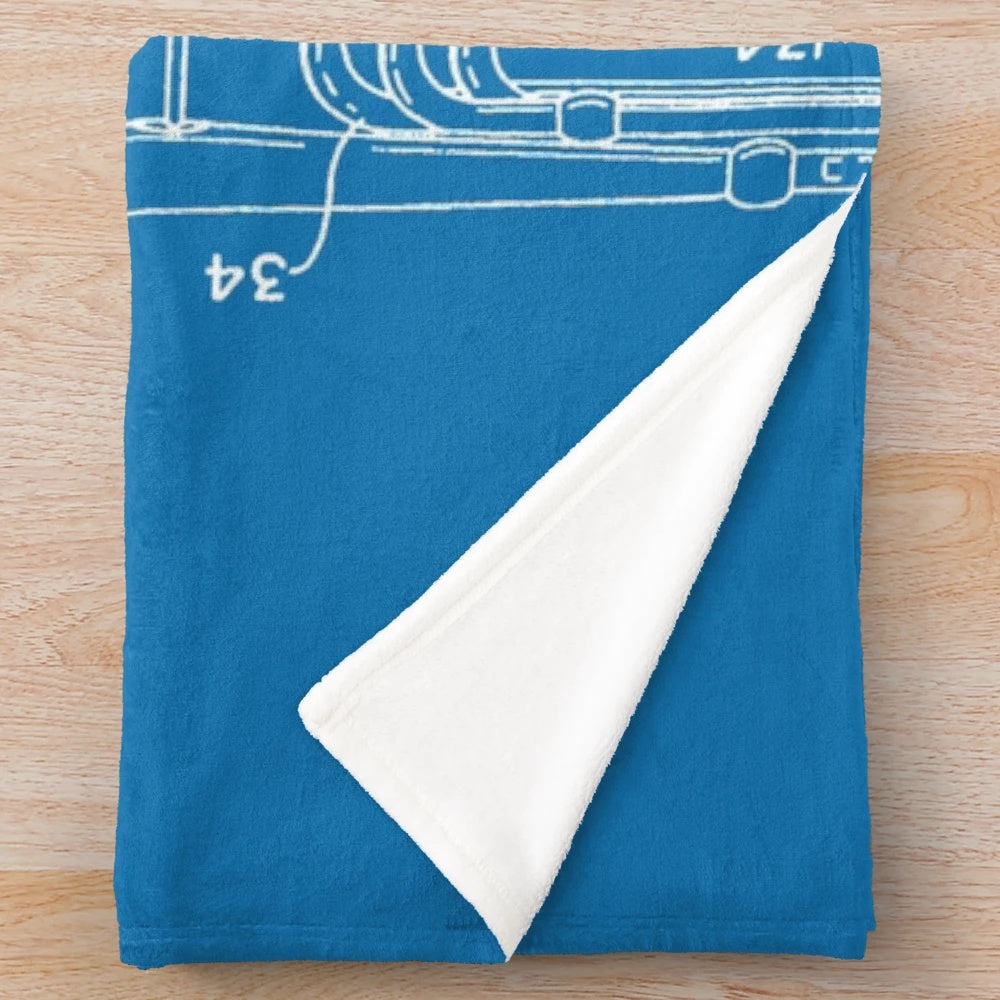 Slide trombone patent inspired plush blanket