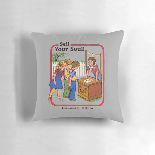 "Vintage-inspired soul-themed pillow with a humorous, retro design"