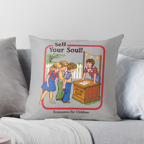 "Vintage-inspired soul-themed pillow with a humorous, retro design"
