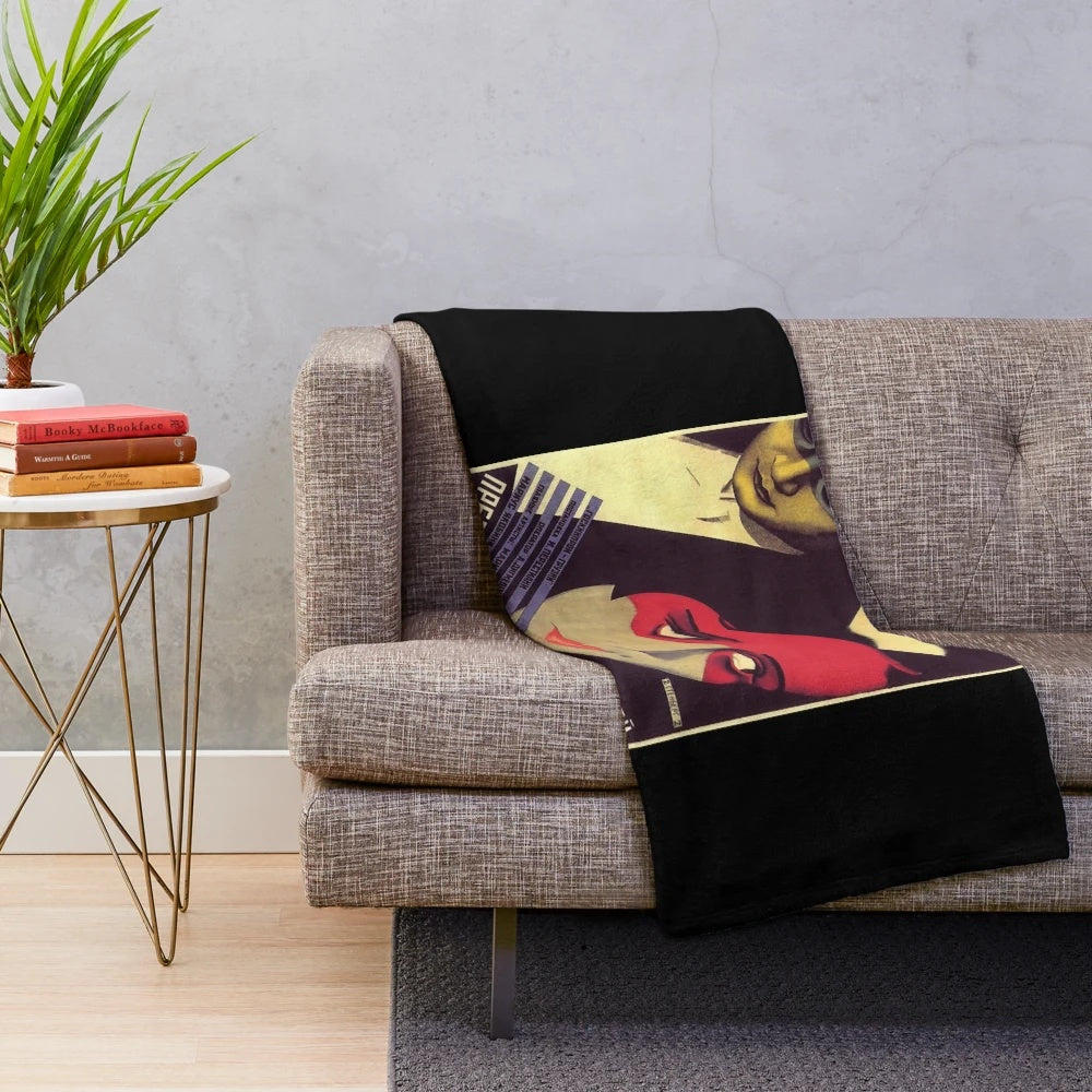 Vintage Soviet cinema poster inspired plush blanket