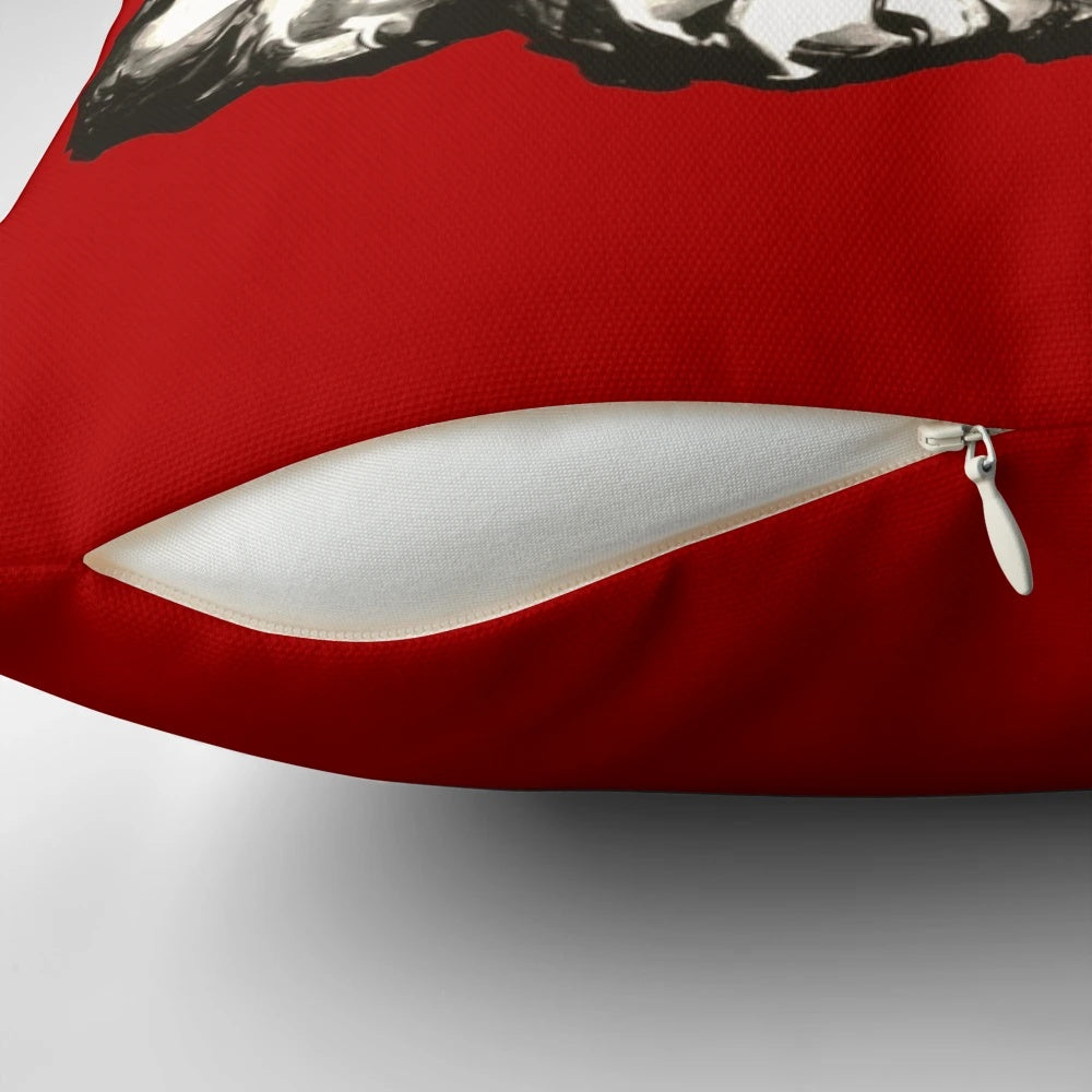 Decorative vintage-style pillow featuring the faces of Karl Marx, Friedrich Engels, and Vladimir Lenin, prominent figures of communist and socialist ideology.