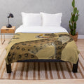 Vintage spotted tiger minhwa with wise magpie plush blanket