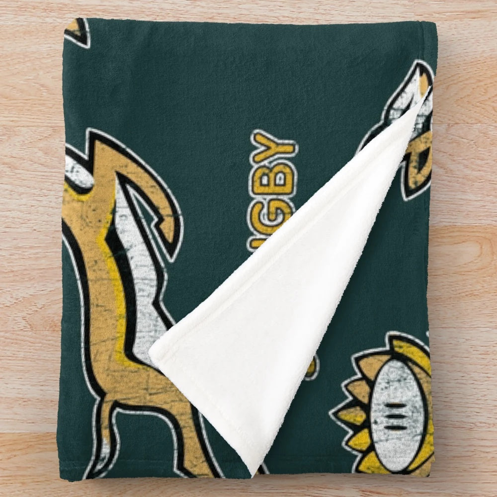 Vintage Springbok logo inspired plush blanket for South African rugby fans