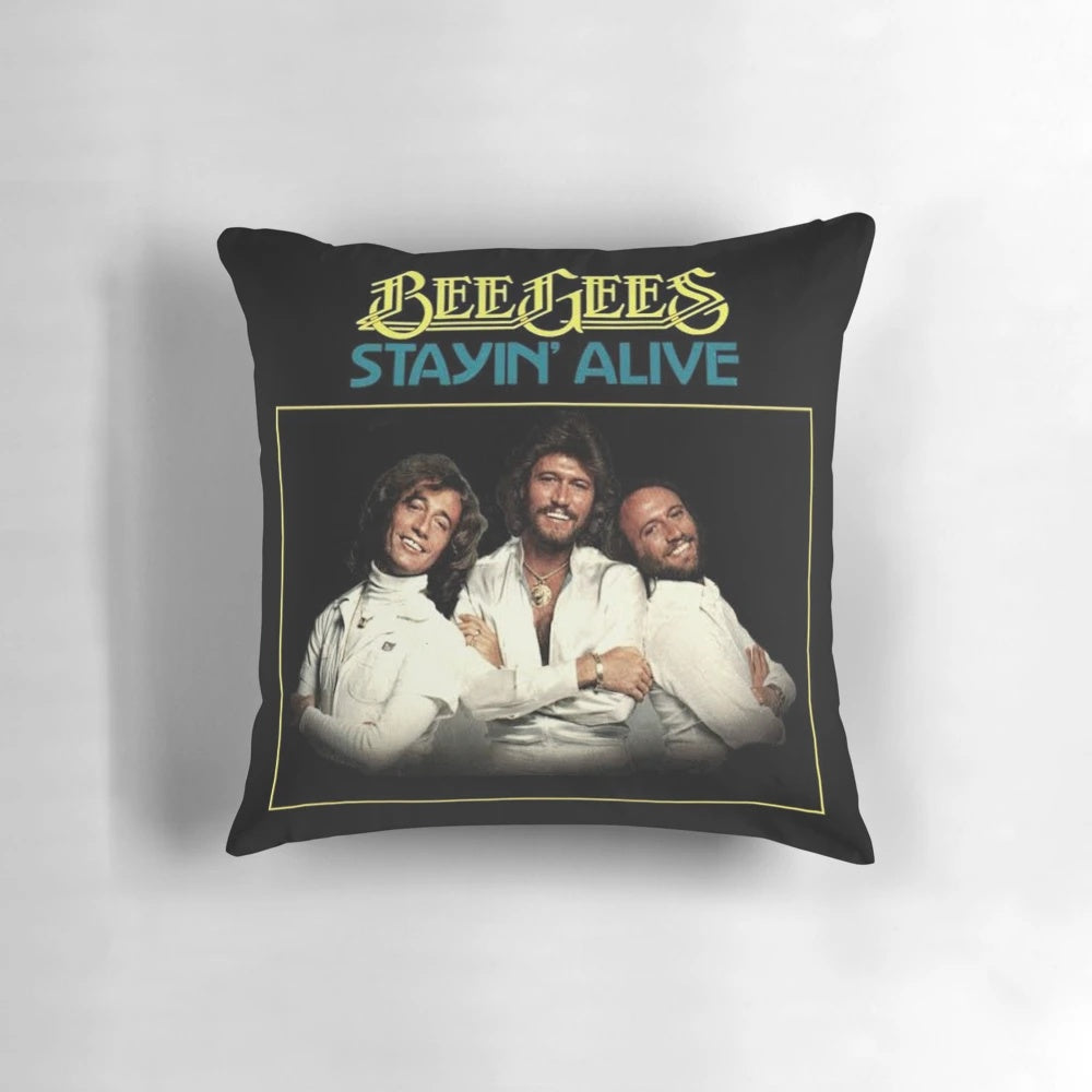 Vintage-inspired "Stayin' Alive" country music themed decorative throw pillow