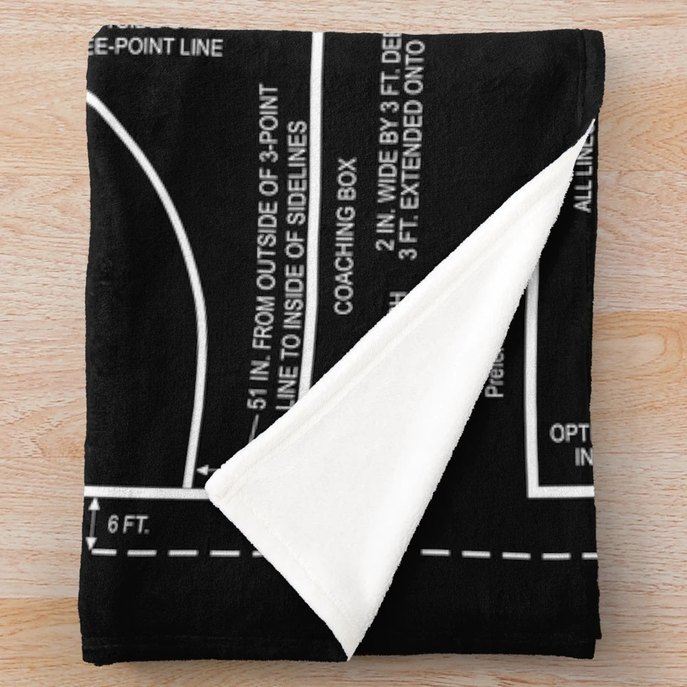 Vintage-style basketball court design plush blanket
