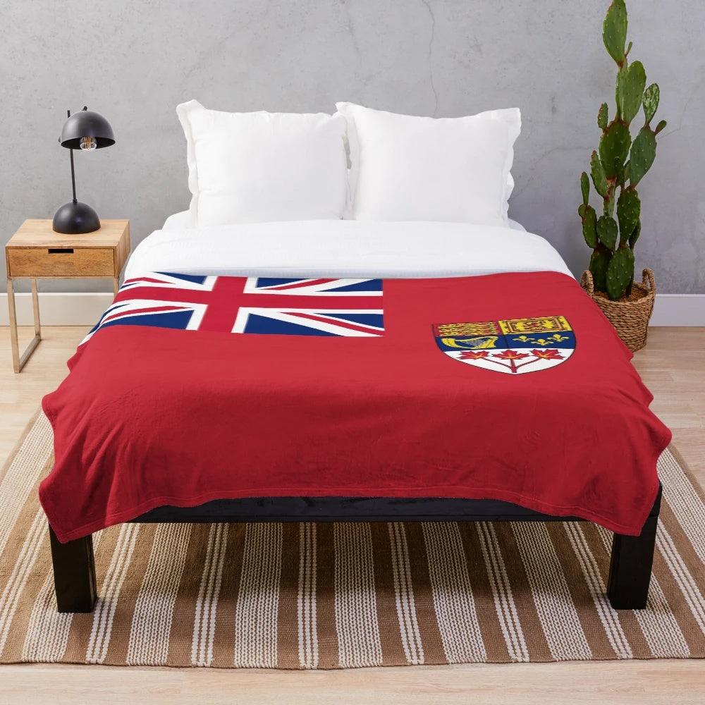 Vintage-style Canadian Red Ensign flag design on a high-quality plush blanket
