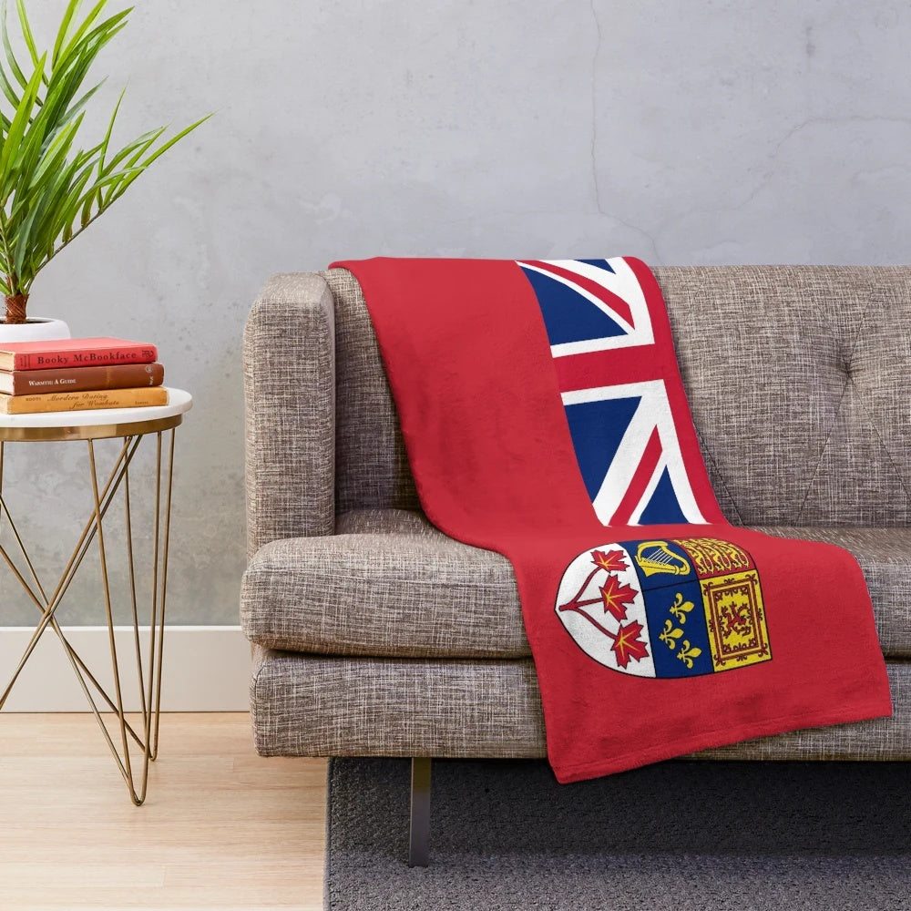 Vintage-style Canadian Red Ensign flag design on a high-quality plush blanket