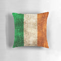 Vintage-style distressed Irish flag printed on a throw pillow