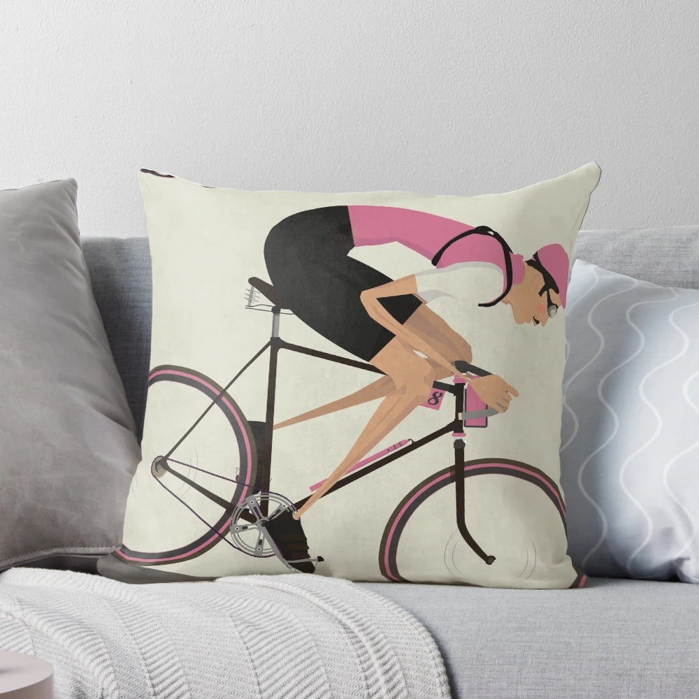 Vintage-style Giro d'Italia cycling pillow featuring a classic bicycle design