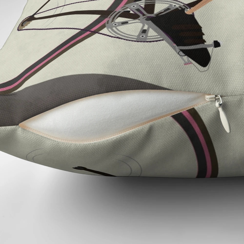 Vintage-style Giro d'Italia cycling pillow featuring a classic bicycle design
