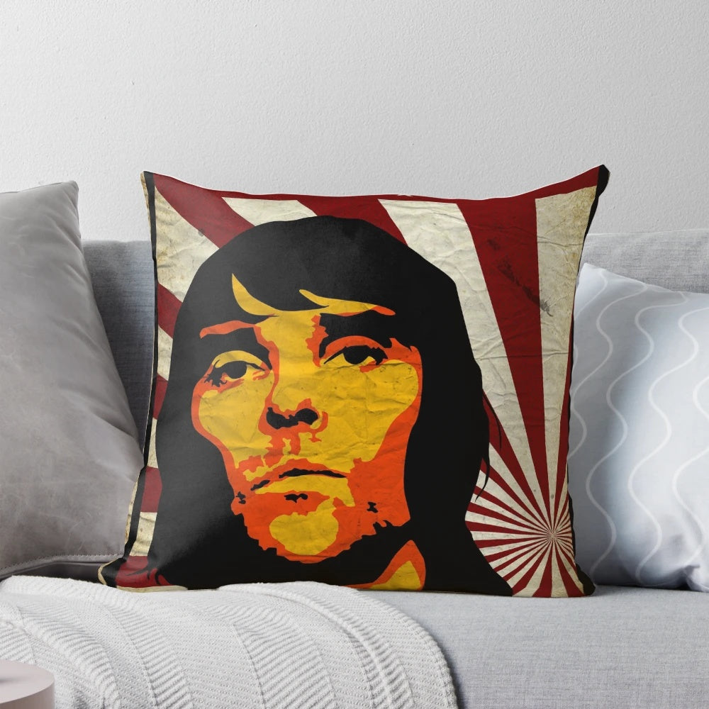 Vintage-inspired golden gaze pillow with a classic brown bolt design