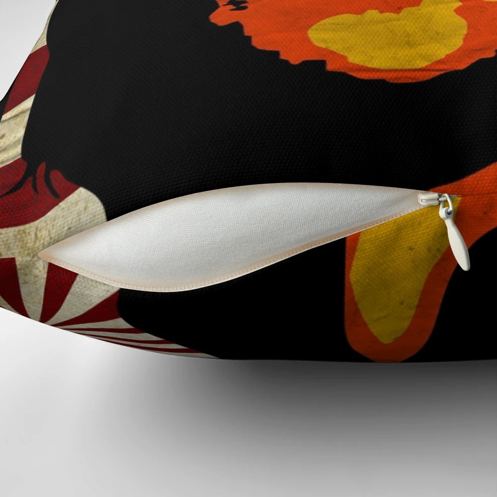 Vintage-inspired golden gaze pillow with a classic brown bolt design