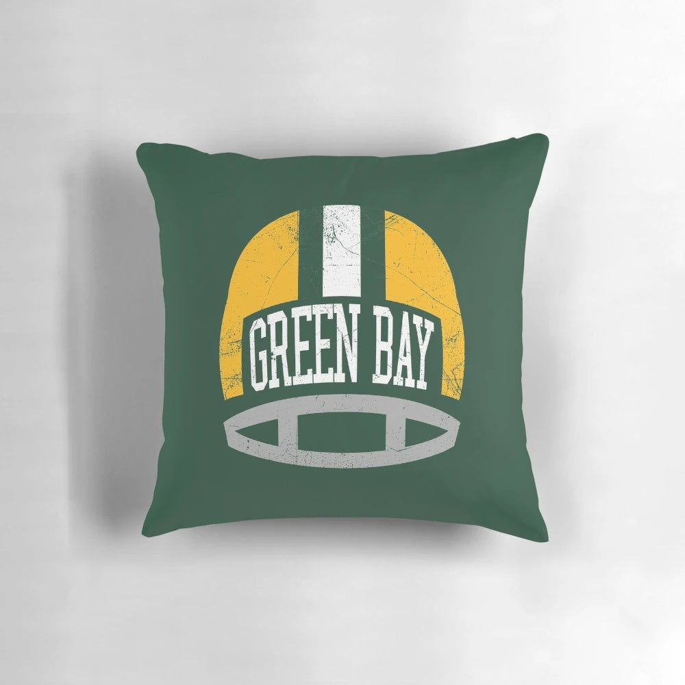 Vintage-style Green Bay Packers retro helmet-inspired decorative throw pillow