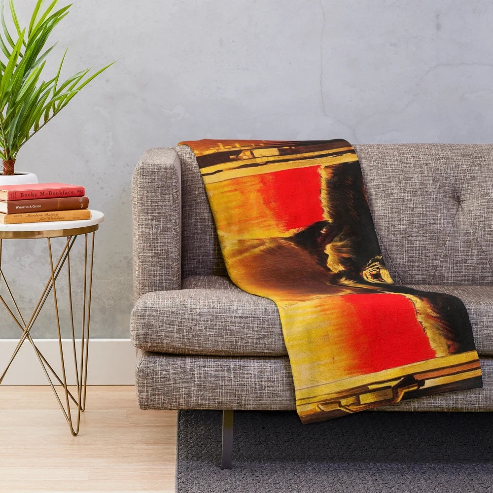 Vintage-style plush blanket featuring the iconic King Kong movie poster