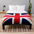 Large vintage-style plush blanket featuring the Union Jack flag of the United Kingdom