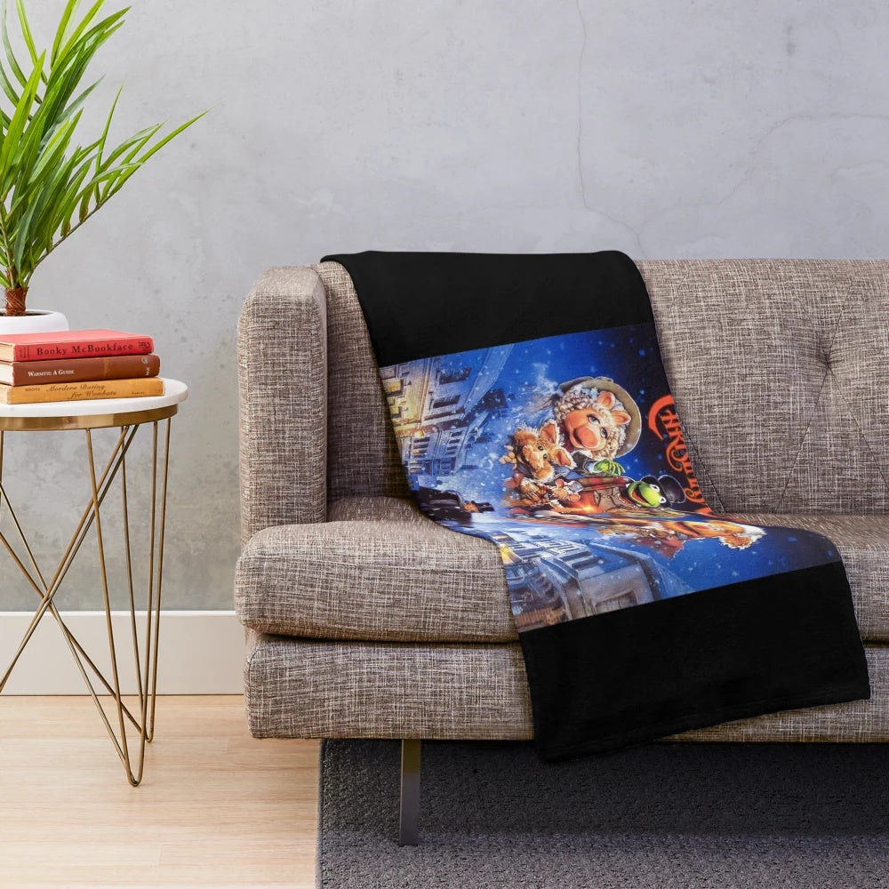 Vintage-style muppet-inspired Christmas plush blanket