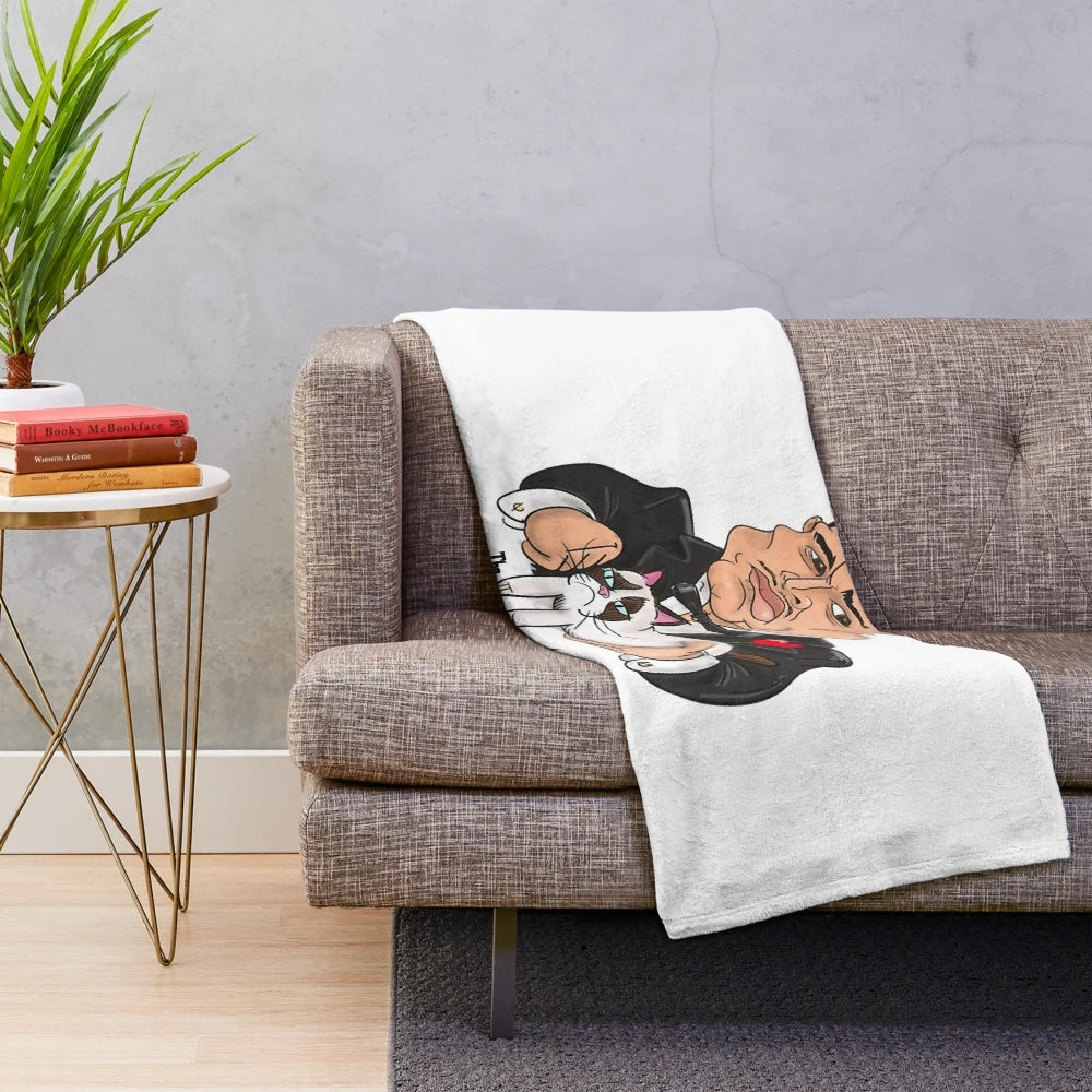 Vintage-style plush blanket featuring The Godfather movie imagery and classic cinema gangster design