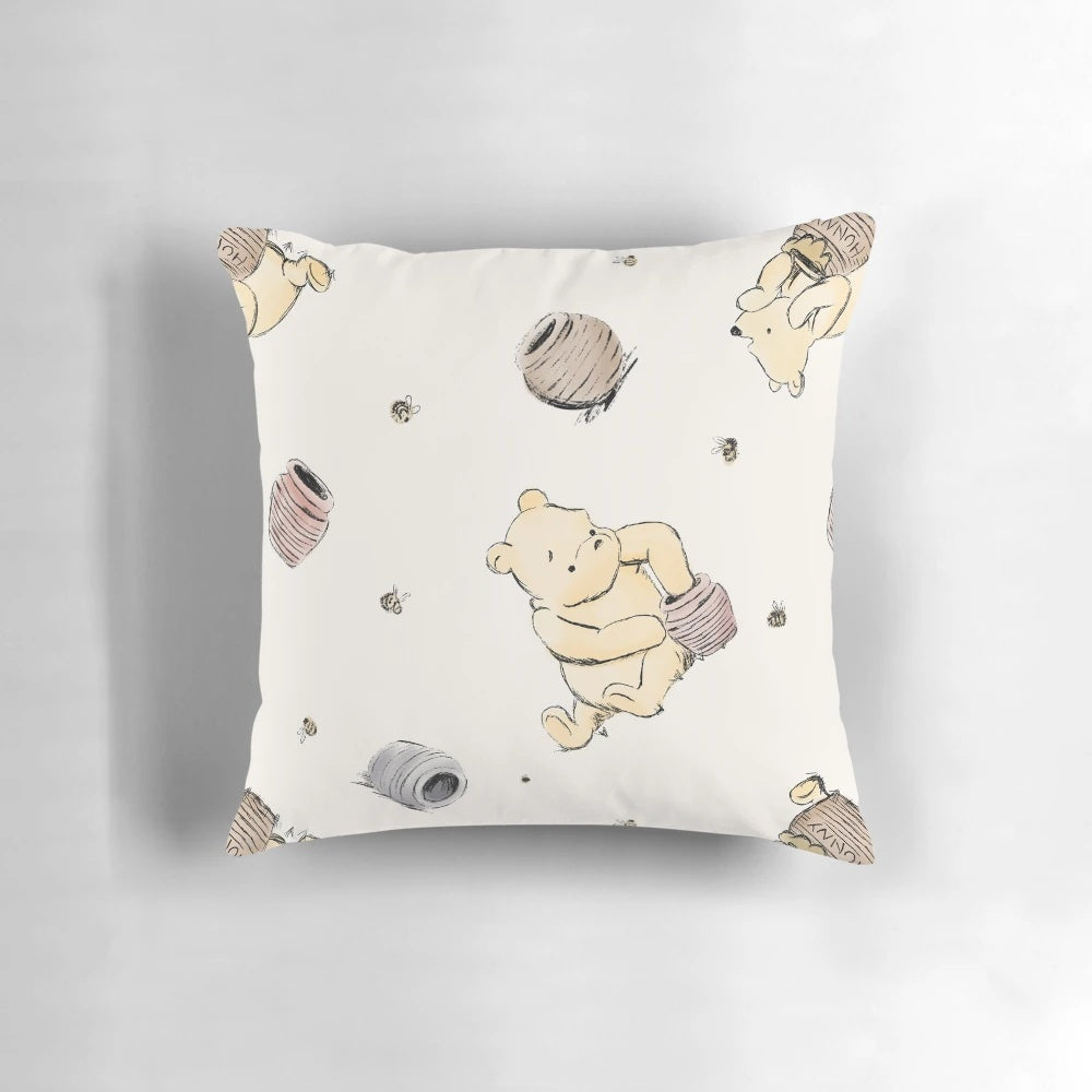 Vintage-style Winnie the Pooh bear plush throw pillow