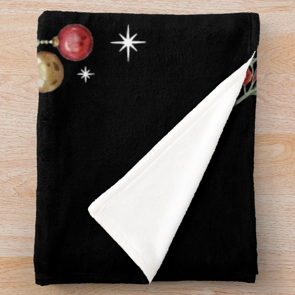 Vintage-style white Christmas movie inspired plush blanket