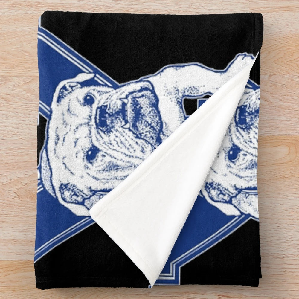 Vintage-style Yale Bulldogs plush blanket with retro mascot design