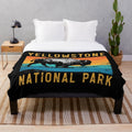 Vintage-Style Yellowstone National Park Bison Plush Blanket