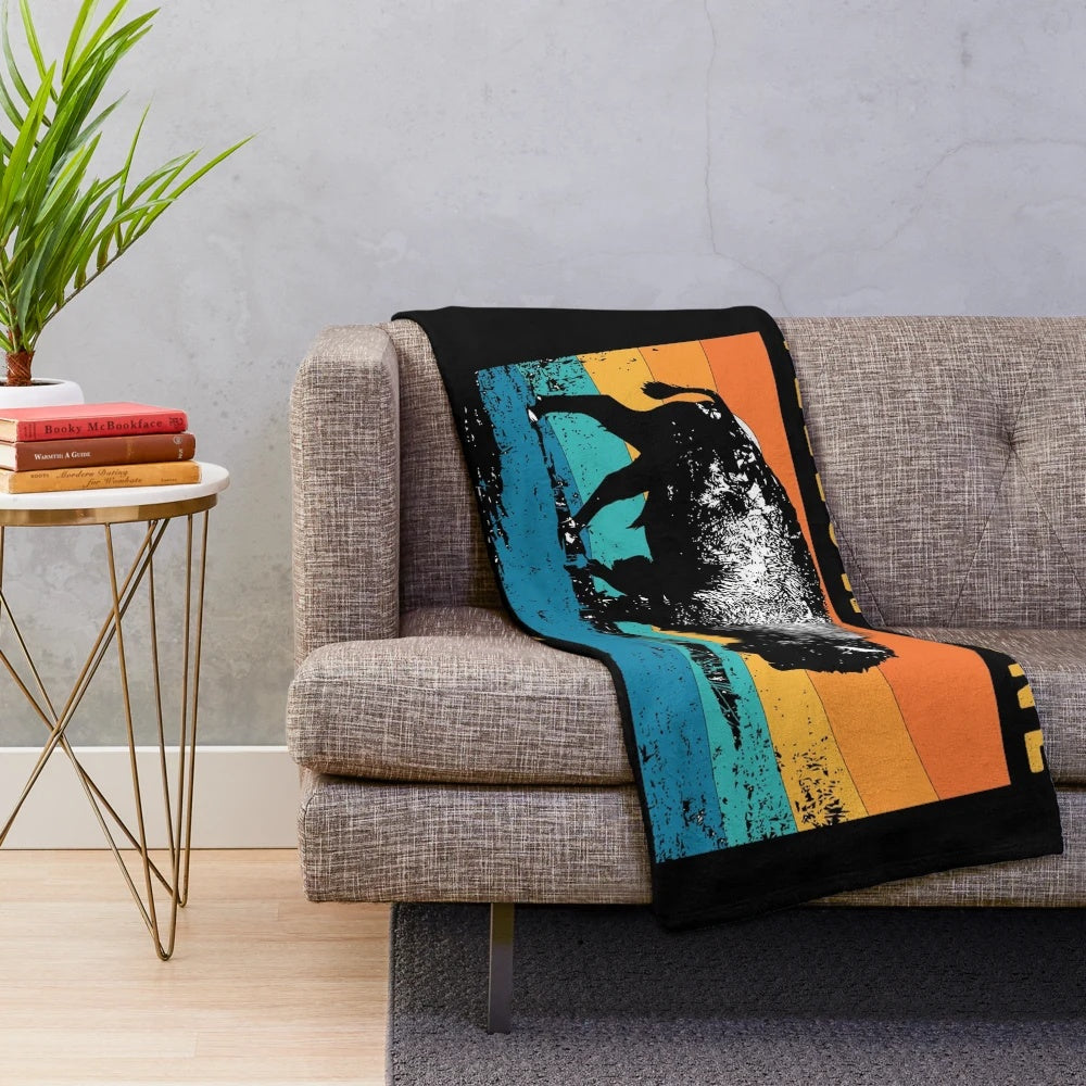 Vintage-Style Yellowstone National Park Bison Plush Blanket