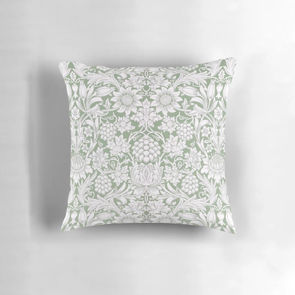 Vintage William Morris inspired sunflower floral design pillow