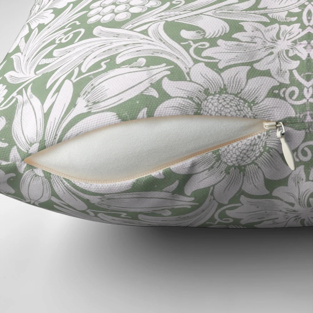 Vintage William Morris inspired sunflower floral design pillow